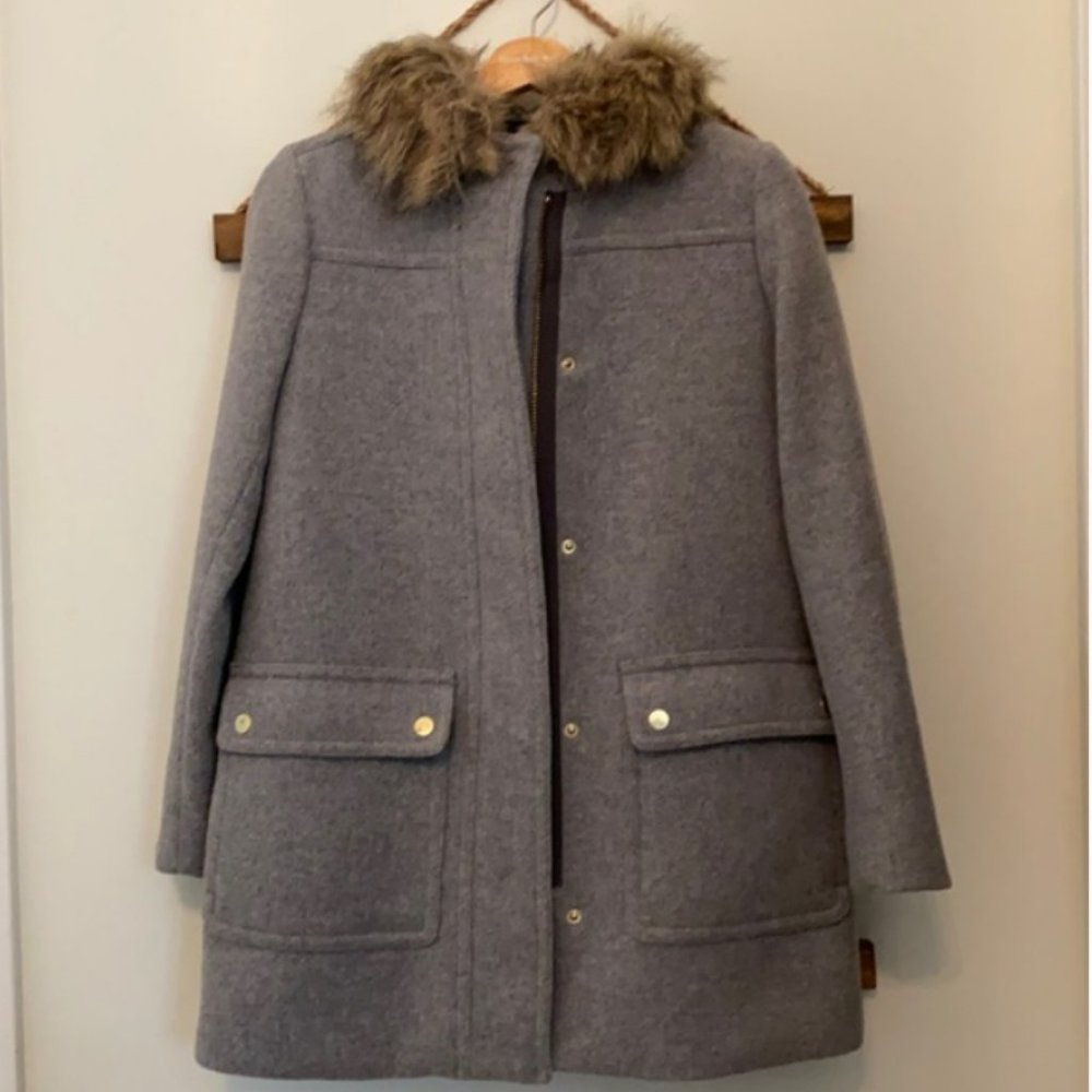 J. CREW GRAY WOOL COAT SIZE 2 PE
